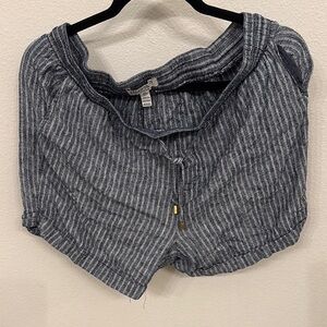 Striped blue drawstring Women's shorts